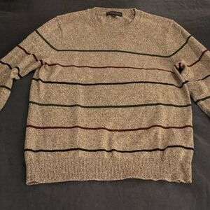 Brooks Brothers Beige Striped Crewneck Sweater